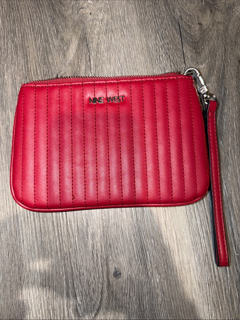 Nine West Red Quilted Wristlet Clutch with Strap